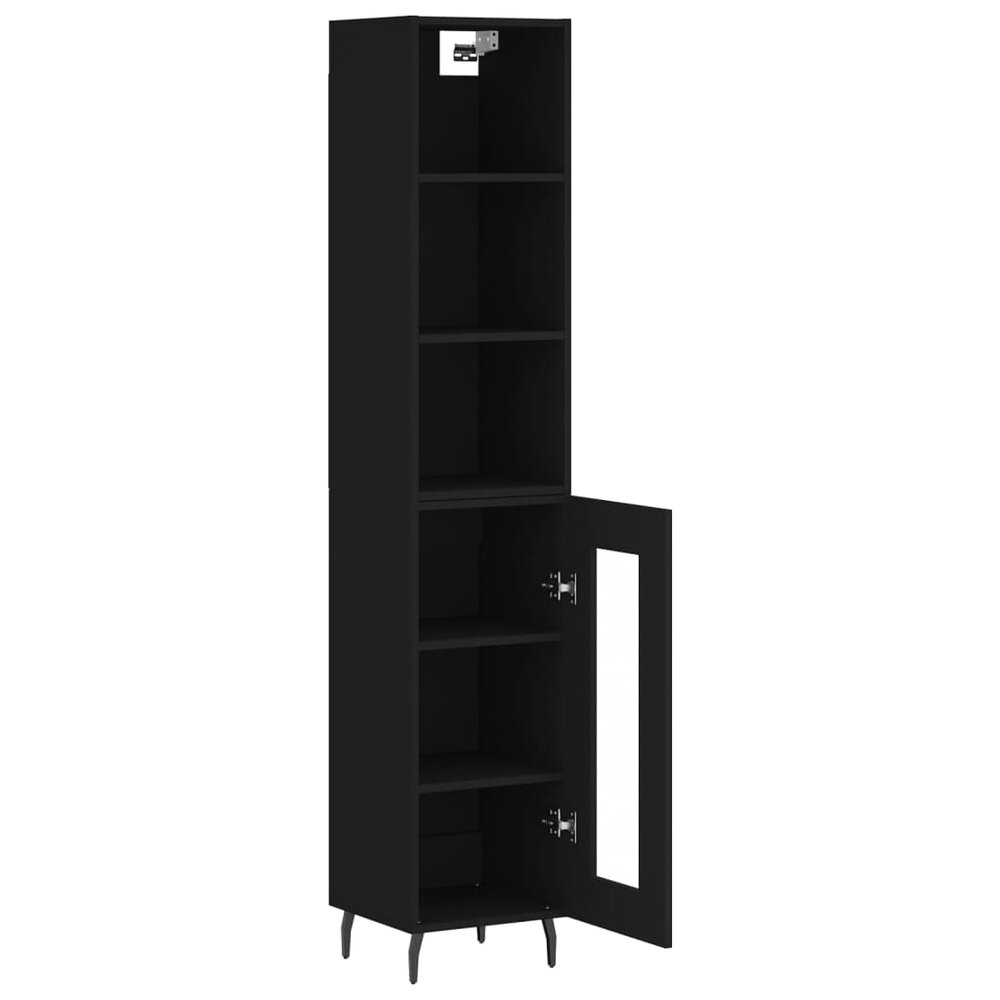 Hoge kast 34,5x34x180 cm bewerkt hout zwart