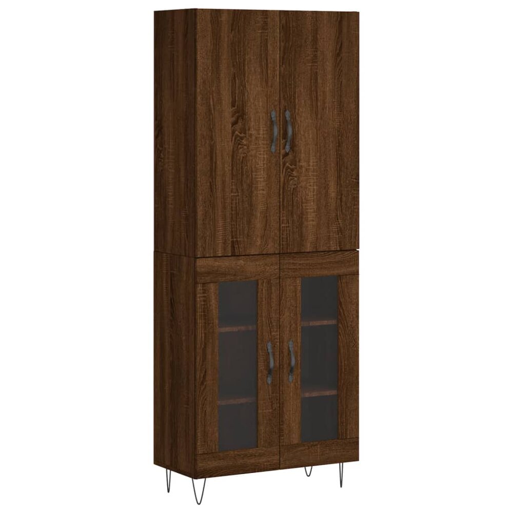 Hoge kast 69,5x34x180 cm bewerkt hout bruin eikenkleur