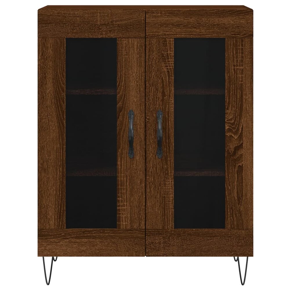 Hoge kast 69,5x34x180 cm bewerkt hout bruin eikenkleur