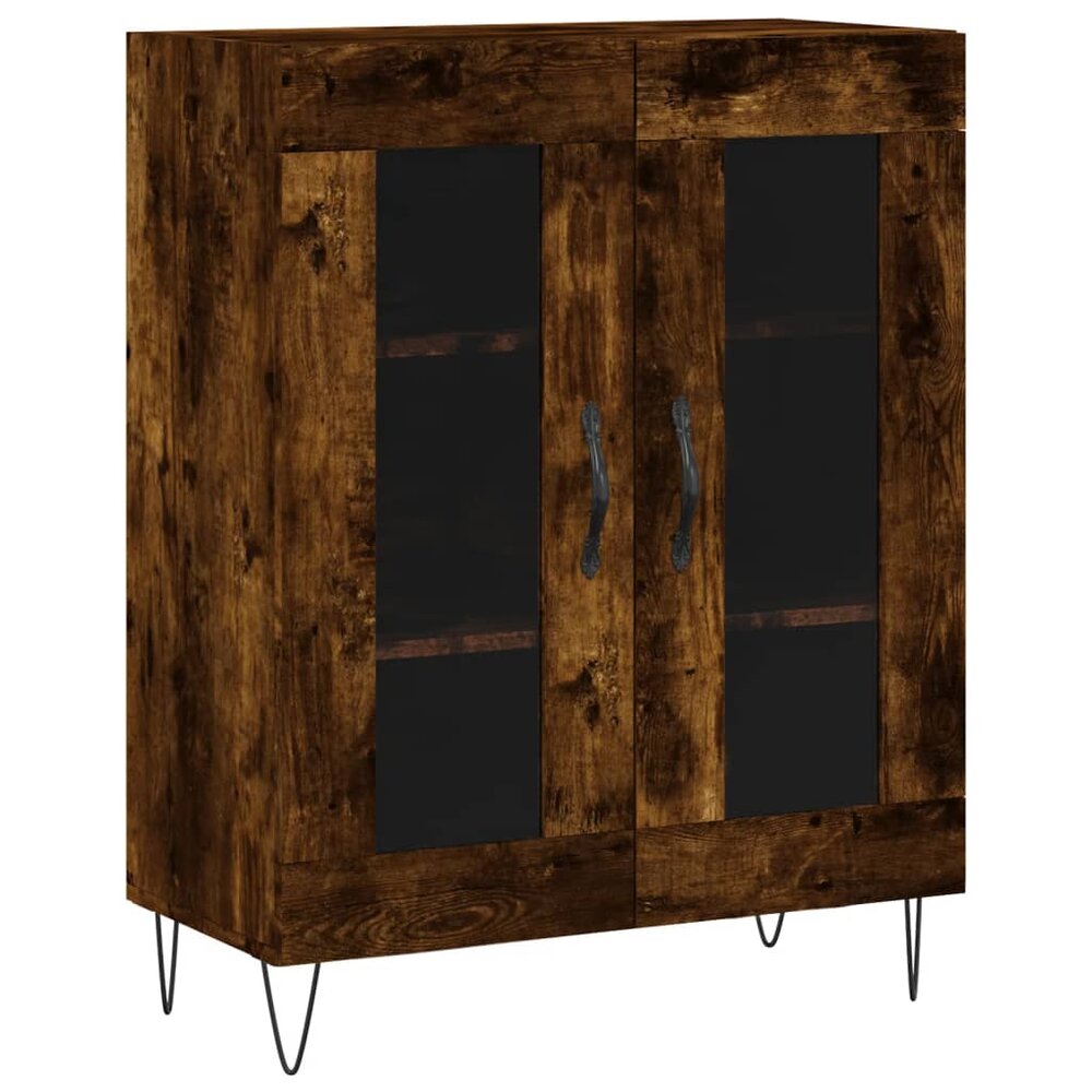 Hoge kast 69,5x34x180 cm bewerkt hout gerookt eikenkleurig
