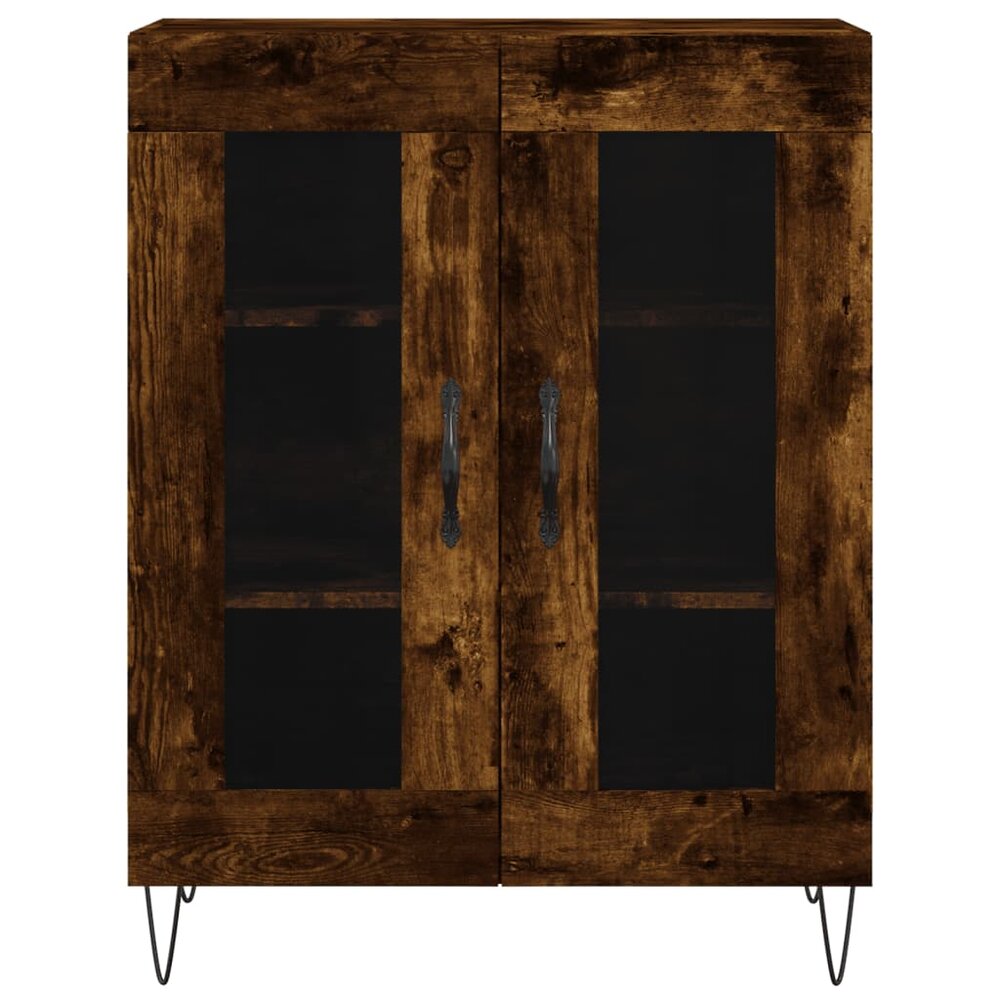 Hoge kast 69,5x34x180 cm bewerkt hout gerookt eikenkleurig