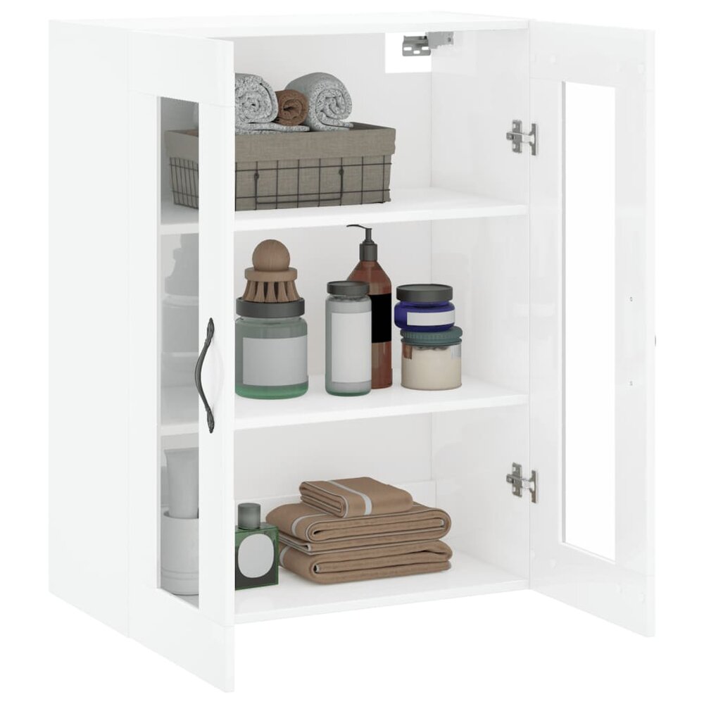 Wandkast 69,5x34x90 cm bewerkt hout hoogglans wit
