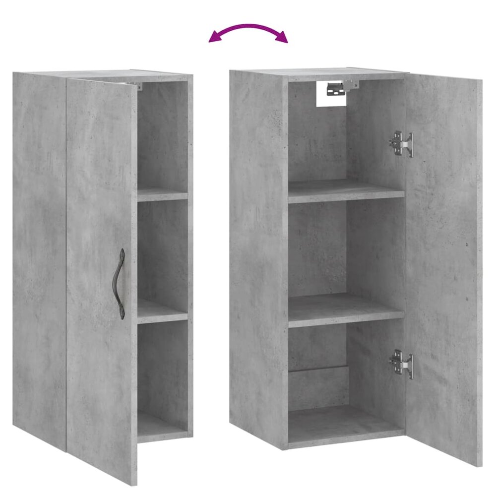 Wandkast 34,5x34x90 cm bewerkt hout betongrijs