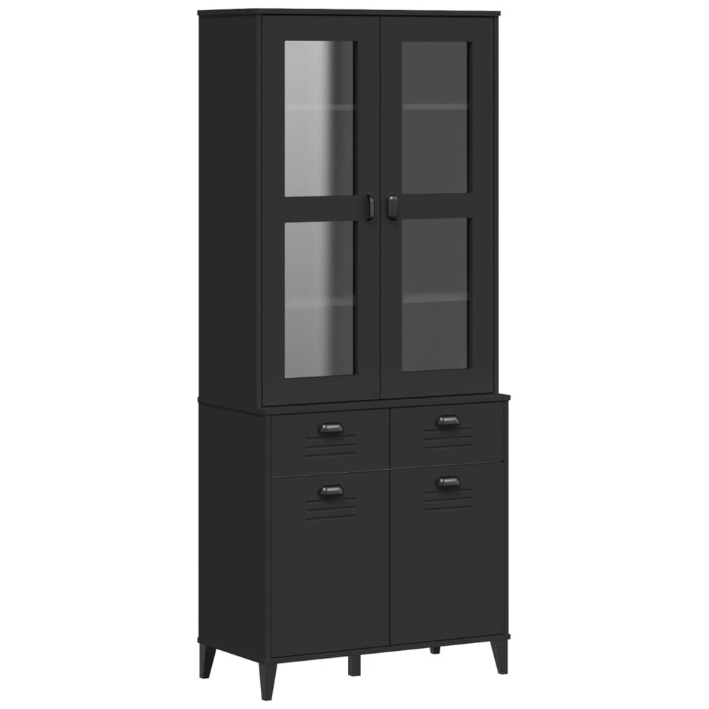 Hoge kast VIKEN 80x40x190 cm massief grenenhout zwart