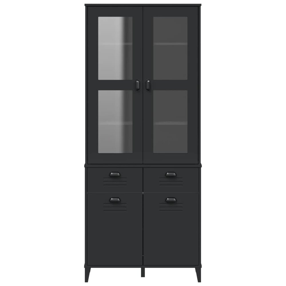 Hoge kast VIKEN 80x40x190 cm massief grenenhout zwart