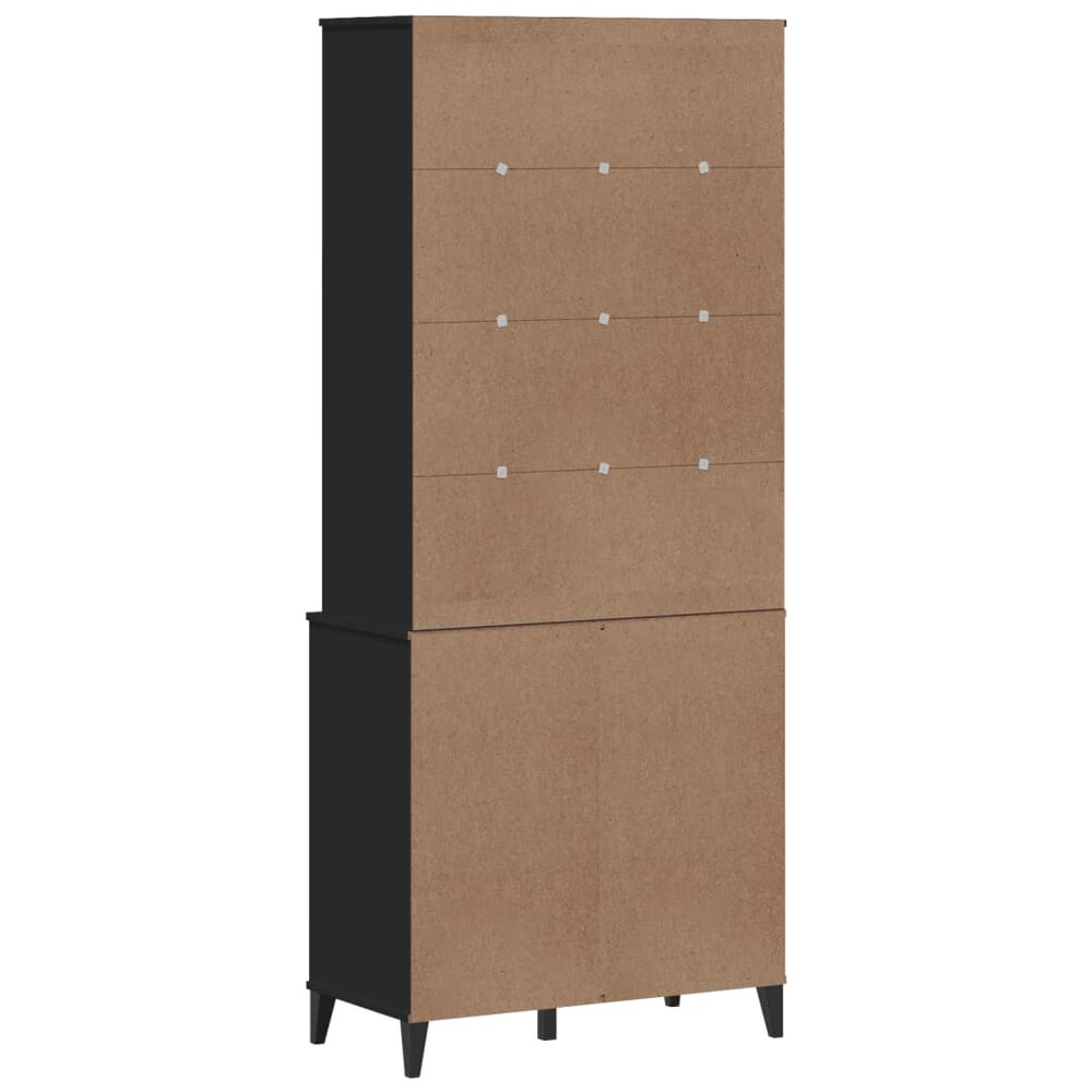 Hoge kast VIKEN 80x40x190 cm massief grenenhout zwart