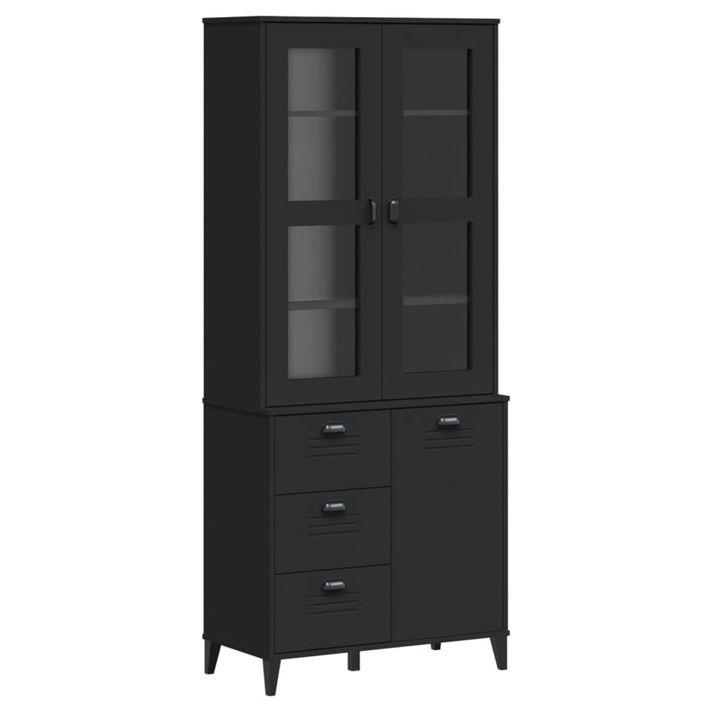 Hoge kast VIKEN 80x40x190 cm massief grenenhout zwart