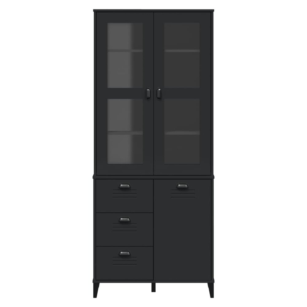 Hoge kast VIKEN 80x40x190 cm massief grenenhout zwart