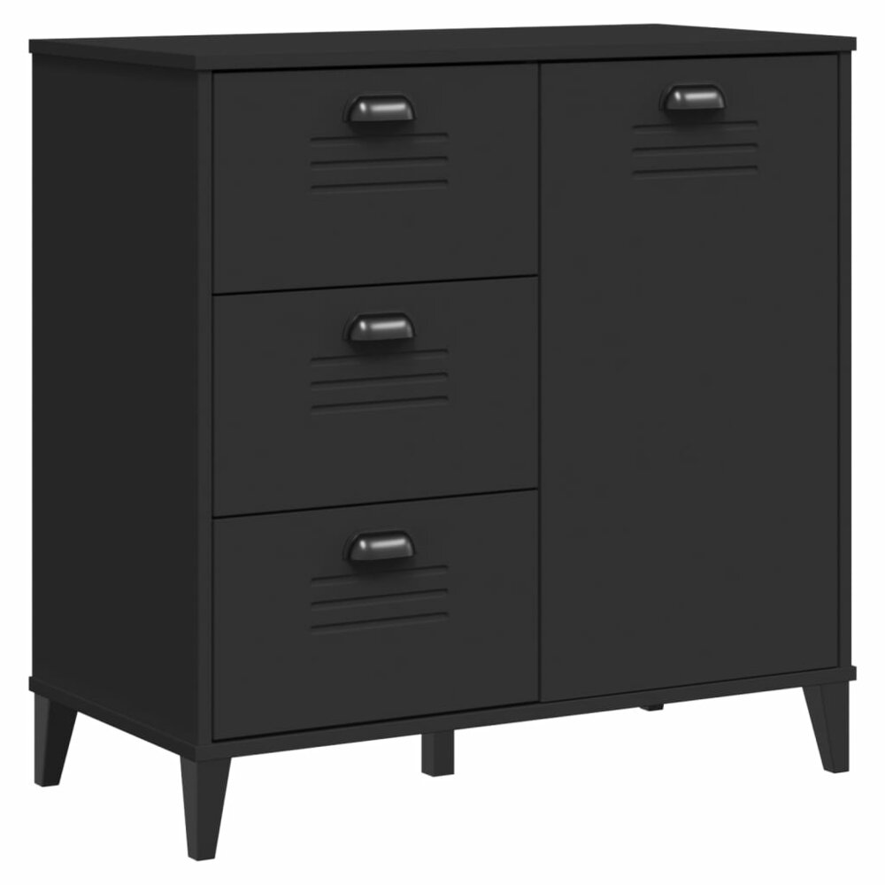 Hoge kast VIKEN 80x40x190 cm massief grenenhout zwart