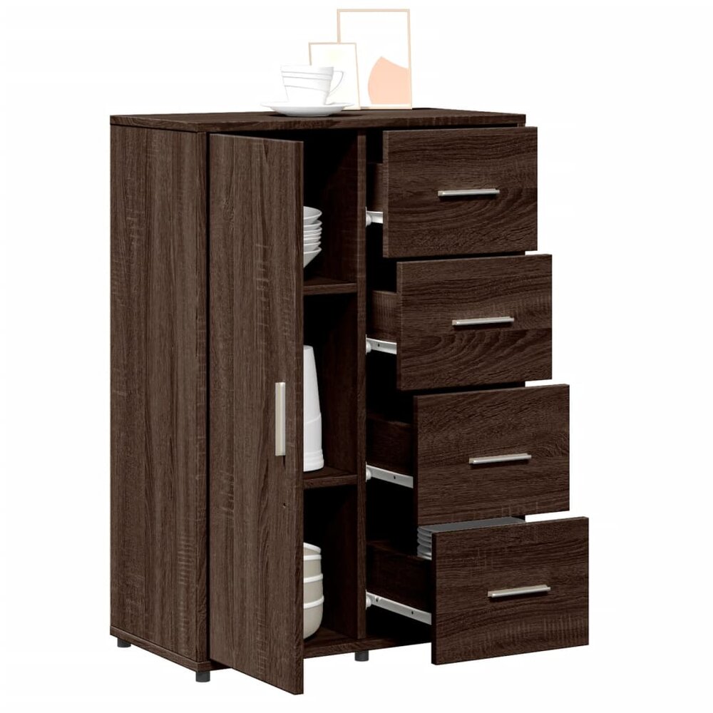 Dressoir 60x31x84 cm bewerkt hout bruin eikenkleur