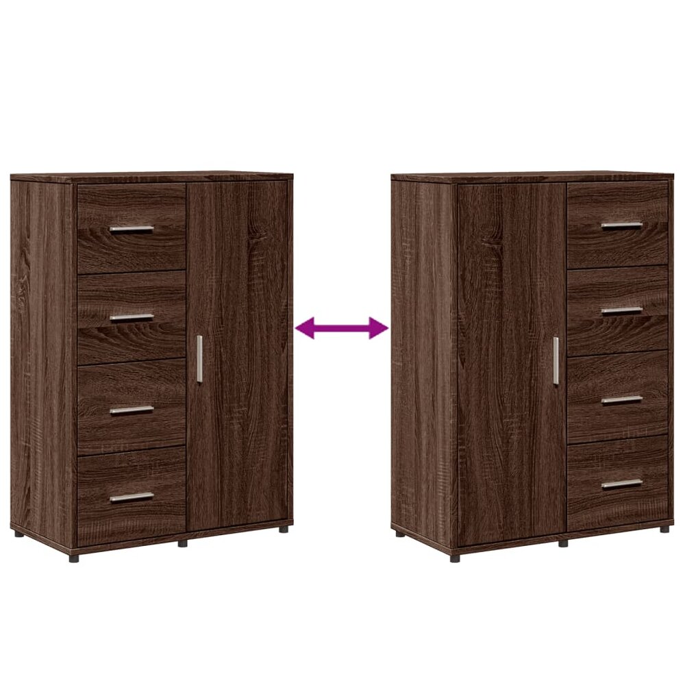 Dressoir 60x31x84 cm bewerkt hout bruin eikenkleur