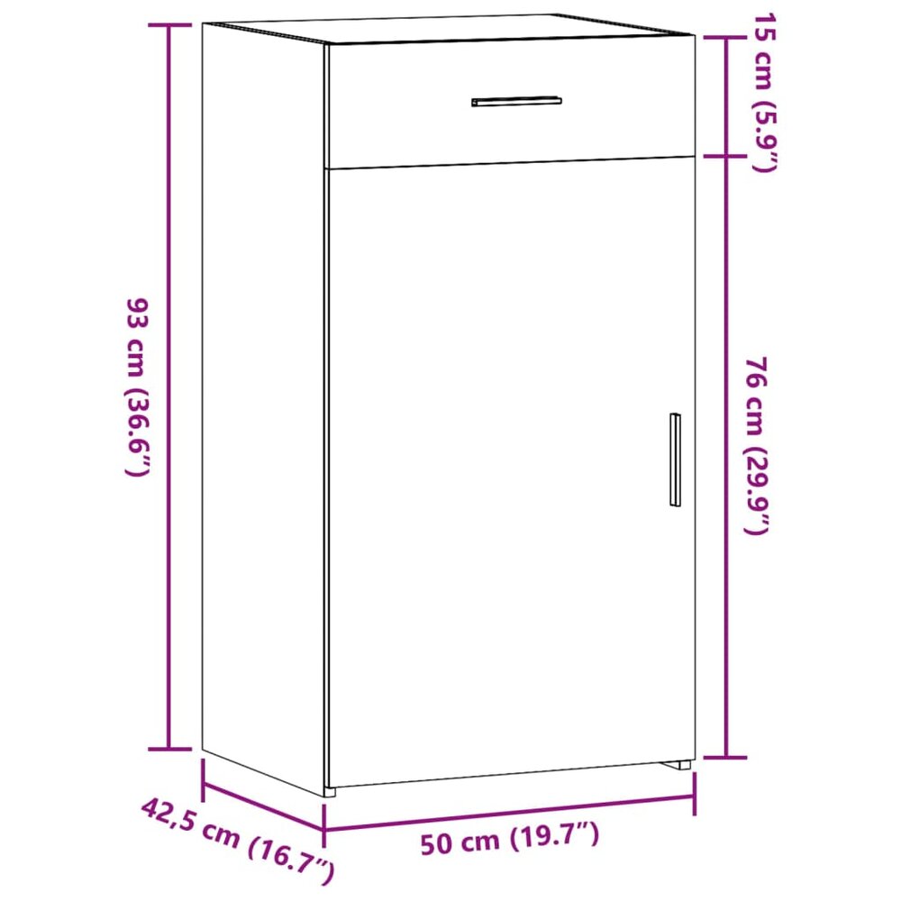 Dressoir 50x42,5x93 cm bewerkt hout zwart