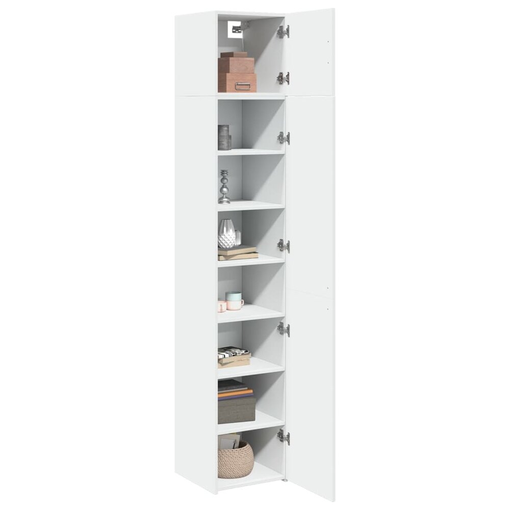 Opbergkast smal 40x42,5x225 cm bewerkt hout wit