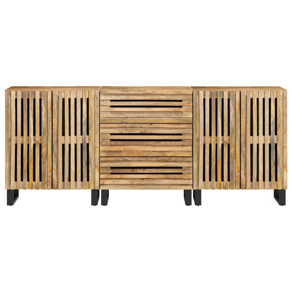 Dressoirs 3 st 60x34x75 cm massief ruw mangohout