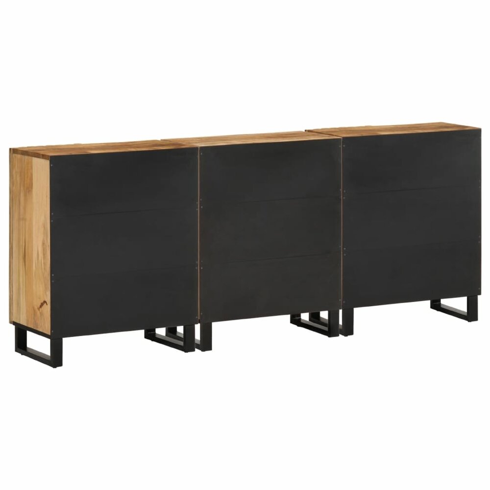 Dressoirs 3 st 60x34x75 cm massief ruw mangohout