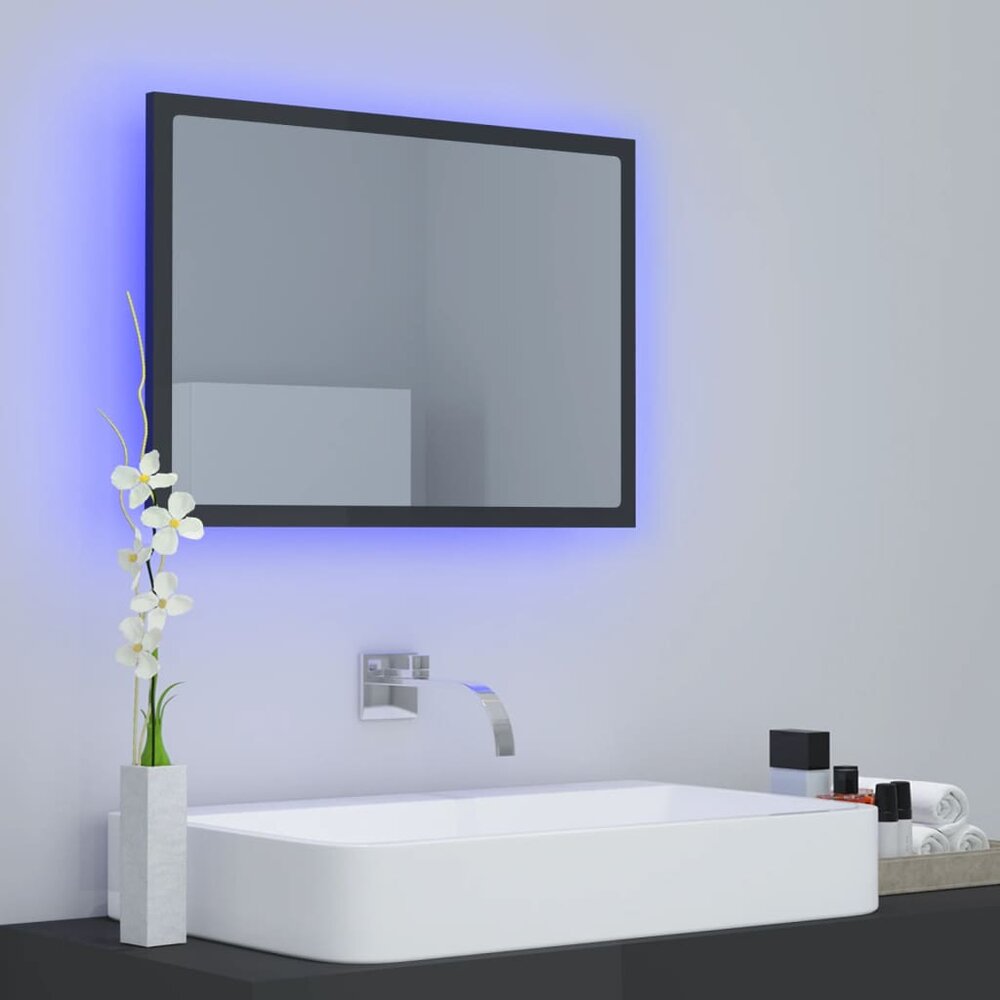 Badkamerspiegel LED 60x8,5x37 cm acryl hoogglans grijs