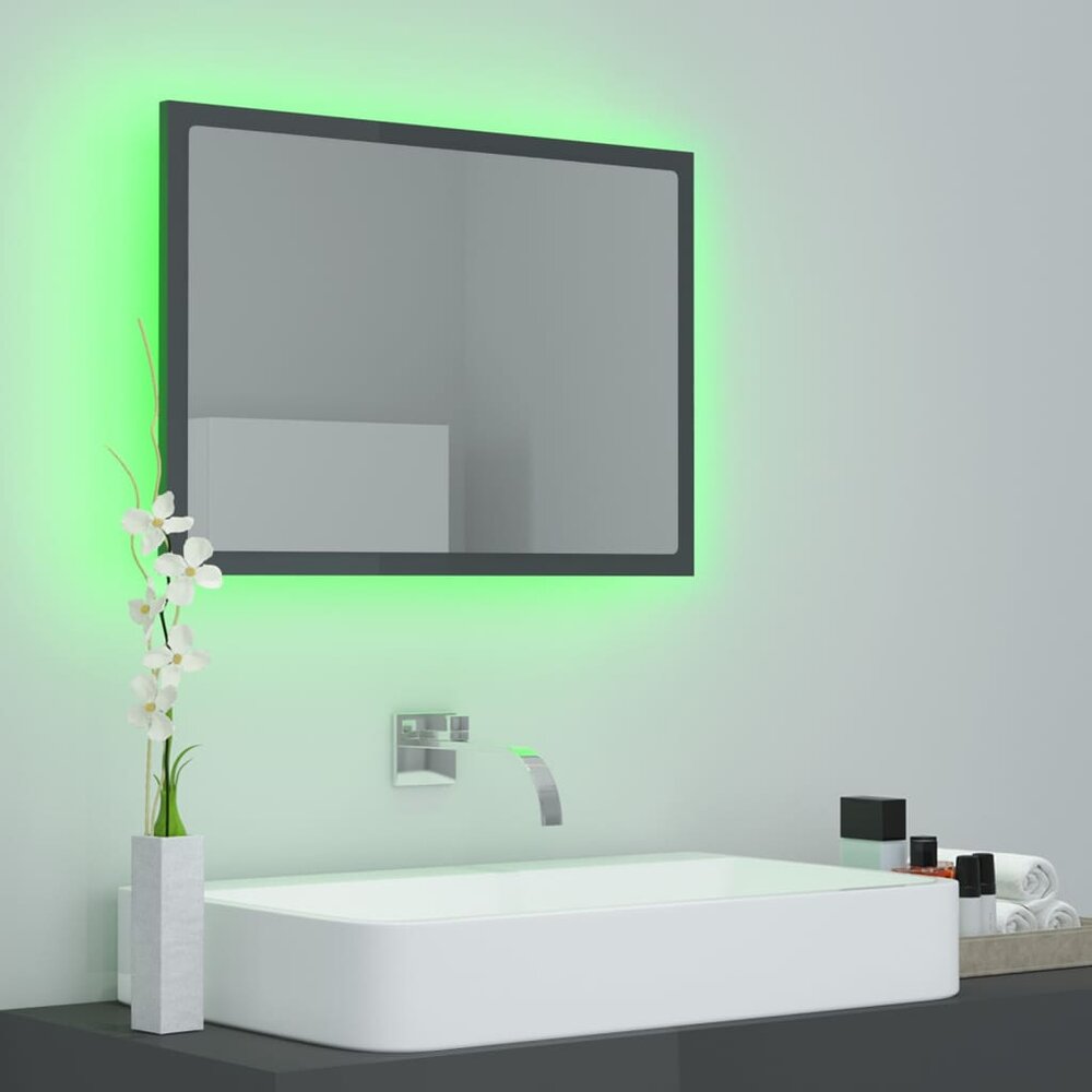 Badkamerspiegel LED 60x8,5x37 cm acryl hoogglans grijs