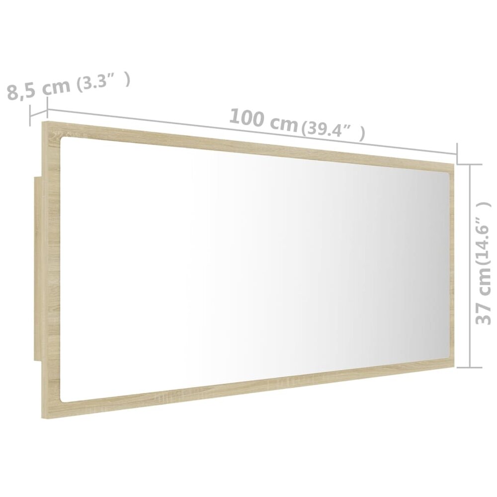 Badkamerspiegel LED 100x8,5x37 cm acryl sonoma eikenkleurig
