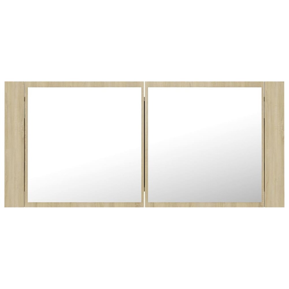Badkamerkast met spiegel LED acryl sonoma eikenkleurig