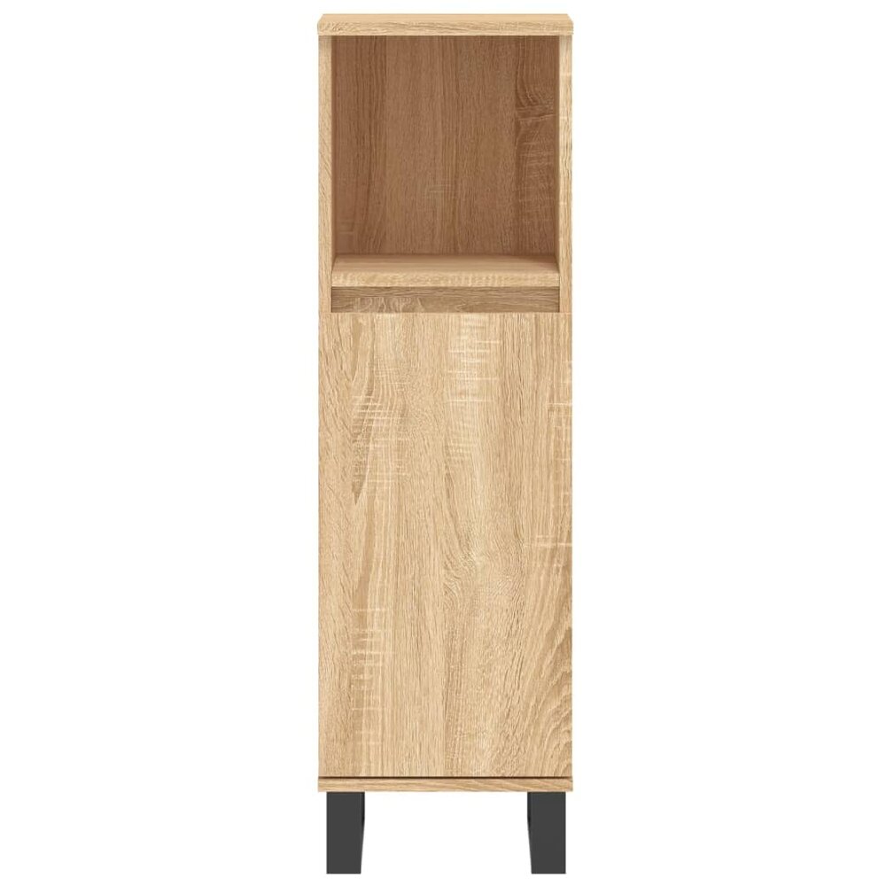 Badkamerkast 30x30x100 cm bewerkt hout sonoma eikenkleurig