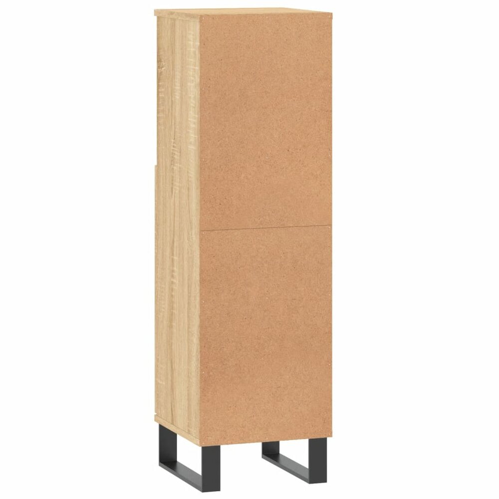 Badkamerkast 30x30x100 cm bewerkt hout sonoma eikenkleurig