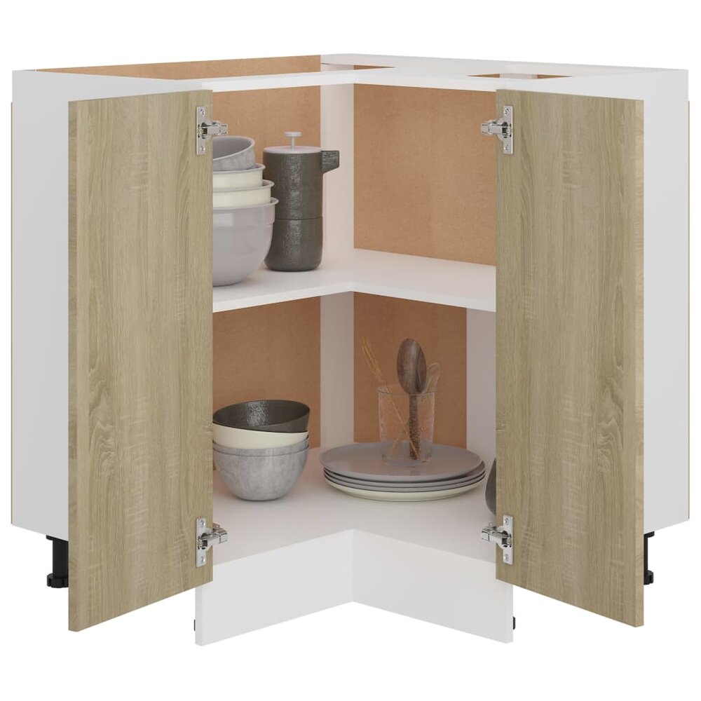 Hoekonderkast 75,5x75,5x81,5 cm spaanplaat sonoma eikenkleurig