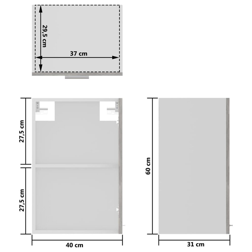 Hangkast 40x31x60 cm bewerkt hout betongrijs