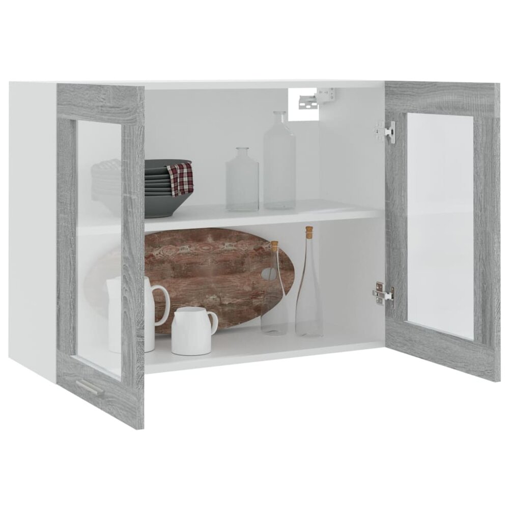 Hangkast 80x31x60 cm bewerkt hout grijs sonoma eikenkleurig