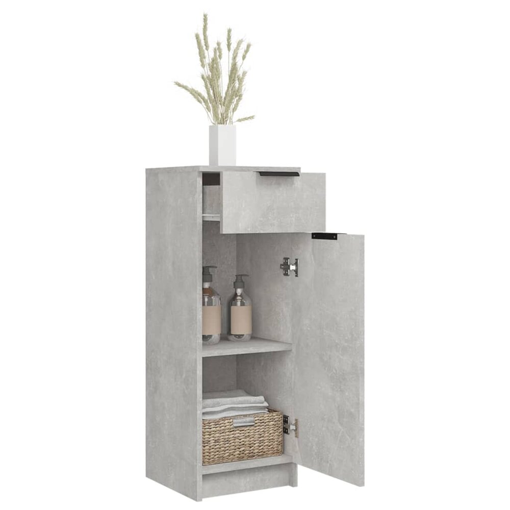 Badkamerkast 32x34x90 cm bewerkt hout betongrijs