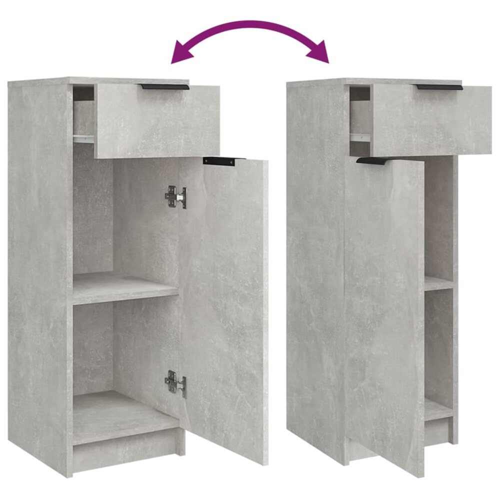 Badkamerkast 32x34x90 cm bewerkt hout betongrijs