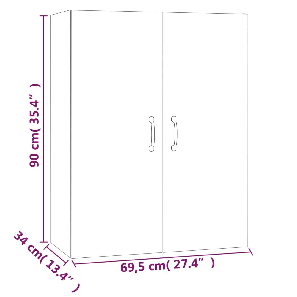 Hangkast 69,5x34x90 cm bewerkt hout wit