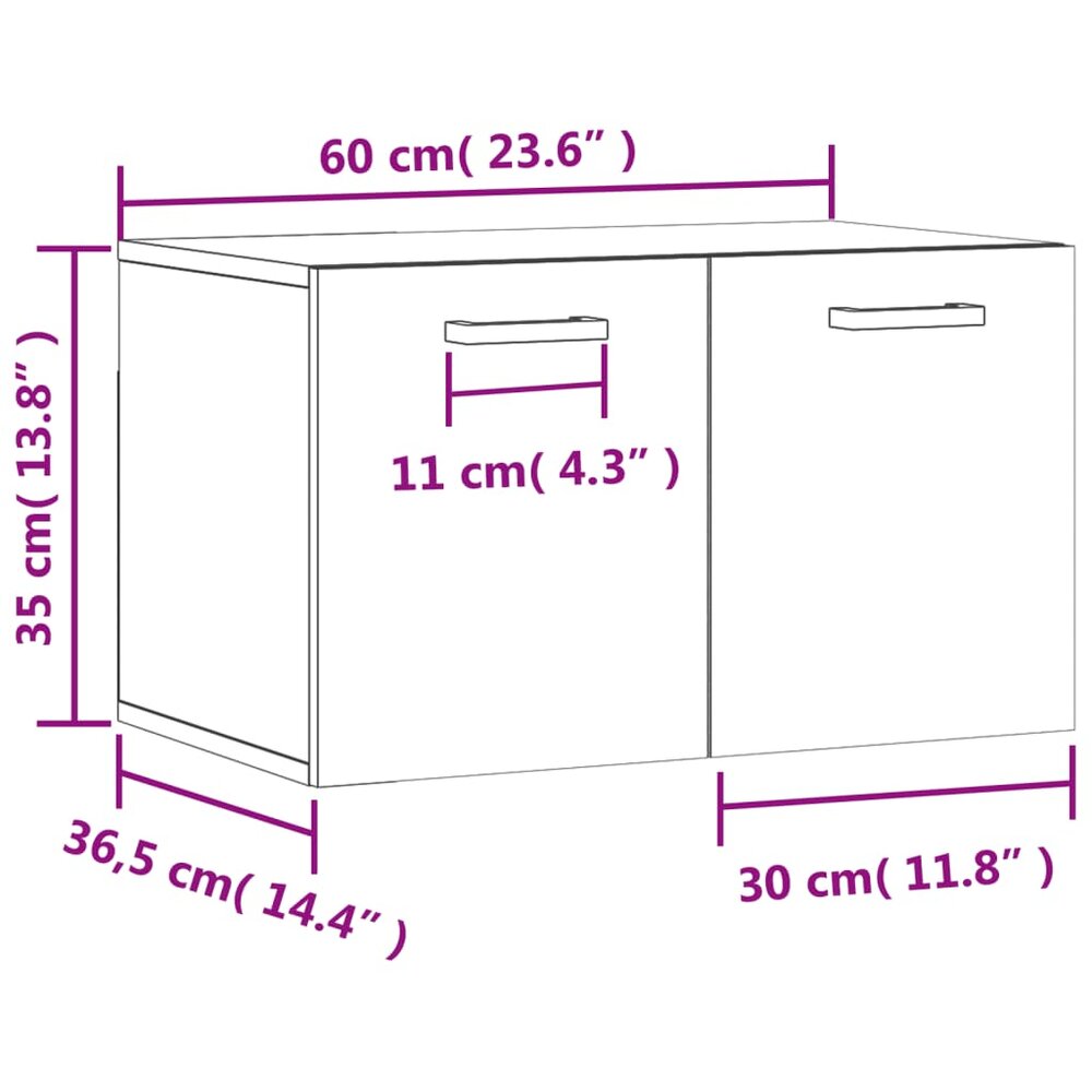 Wandkast 60x36,5x35 cm bewerkt hout betongrijs