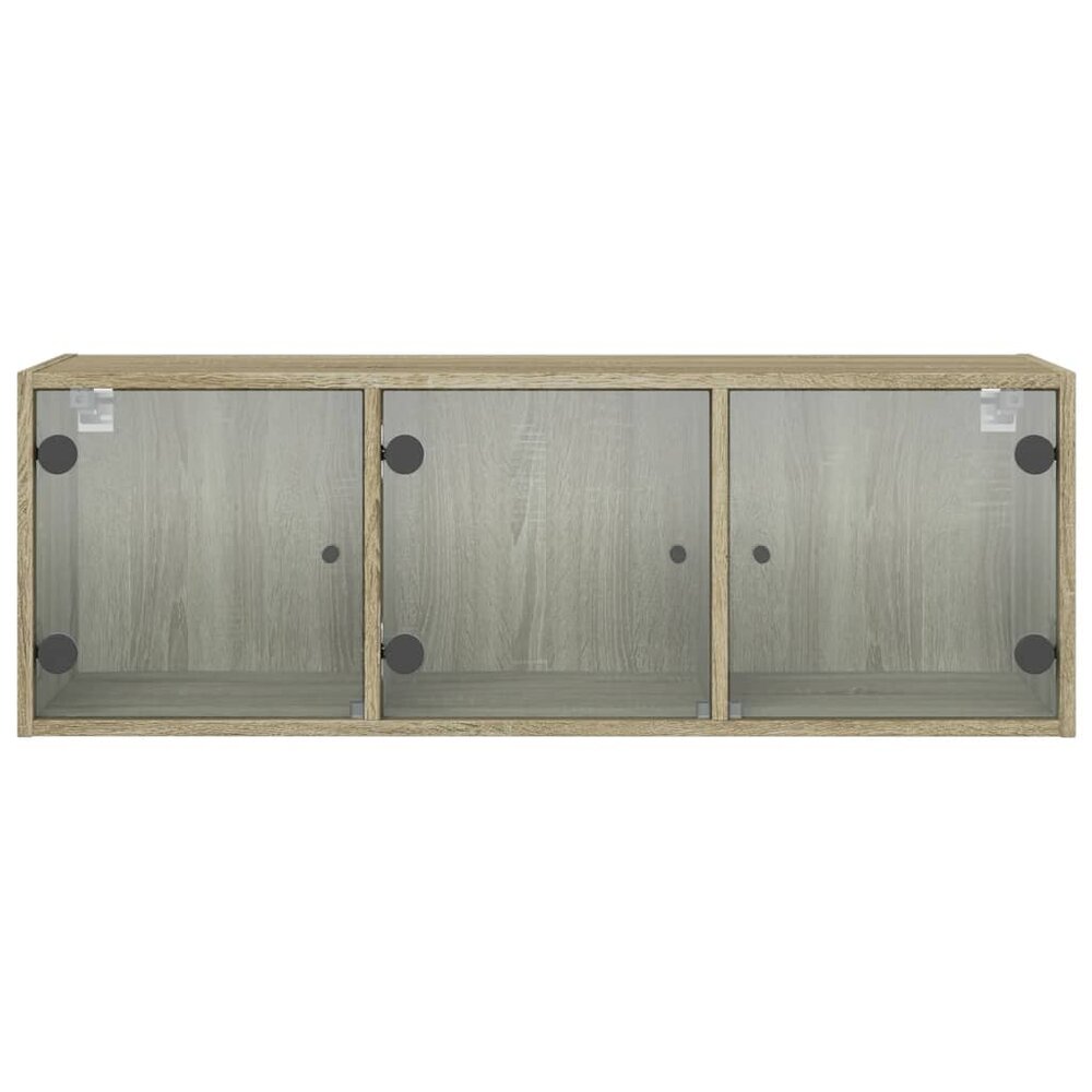 Wandkast met glazen deuren 102x37x35 cm sonoma eikenkleurig