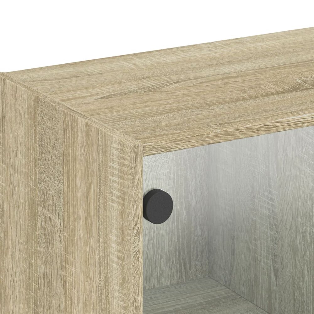 Wandkast met glazen deuren 102x37x35 cm sonoma eikenkleurig