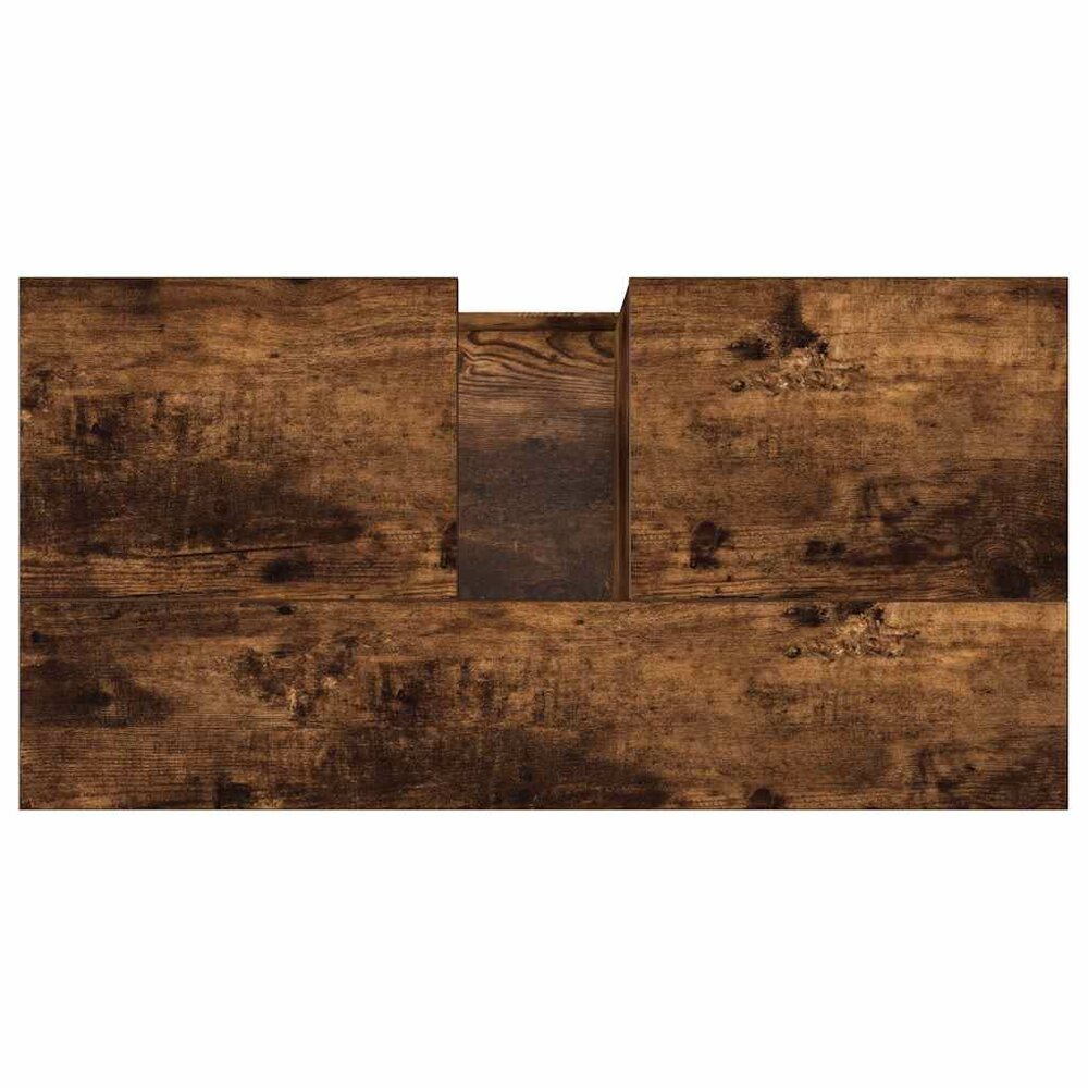 Badkamerkast 65x33x60 cm bewerkt hout gerookt eikenkleurig