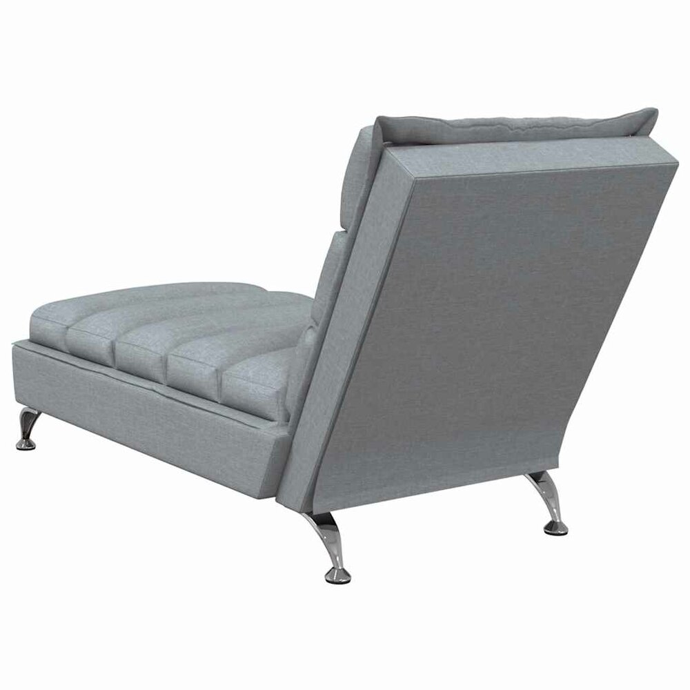 Massage chaise longue met kussens stof lichtgrijs