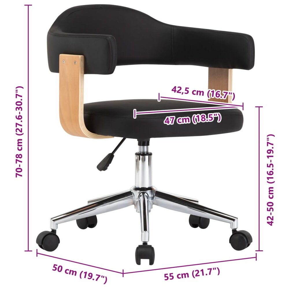 Eetkamerstoelen draaibaar 2 st kunstleer zwart