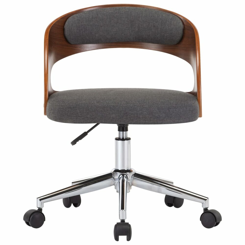 Eetkamerstoelen 2 st draaibaar gebogen hout en stof grijs