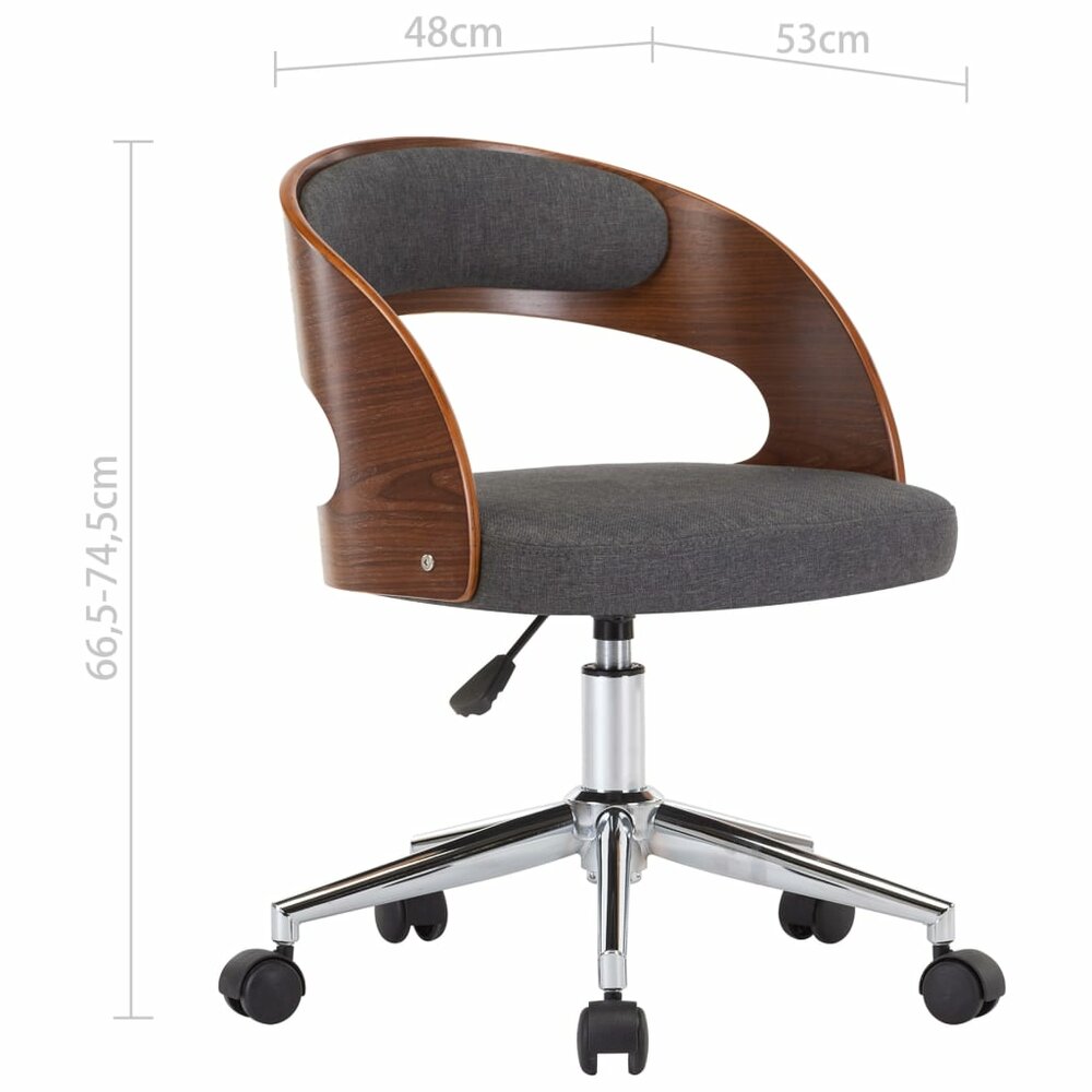 Eetkamerstoelen 2 st draaibaar gebogen hout en stof grijs