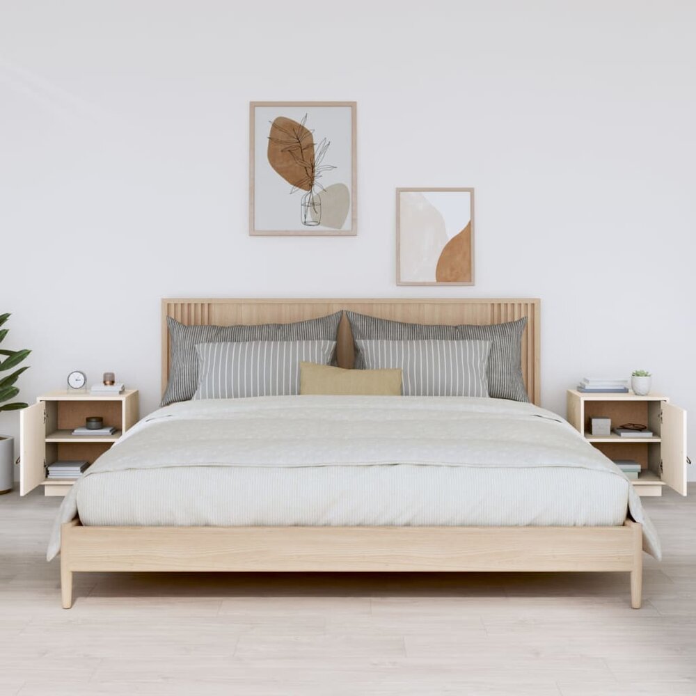 Nachtkastjes 2 st 40x34x45 cm massief grenenhout wit