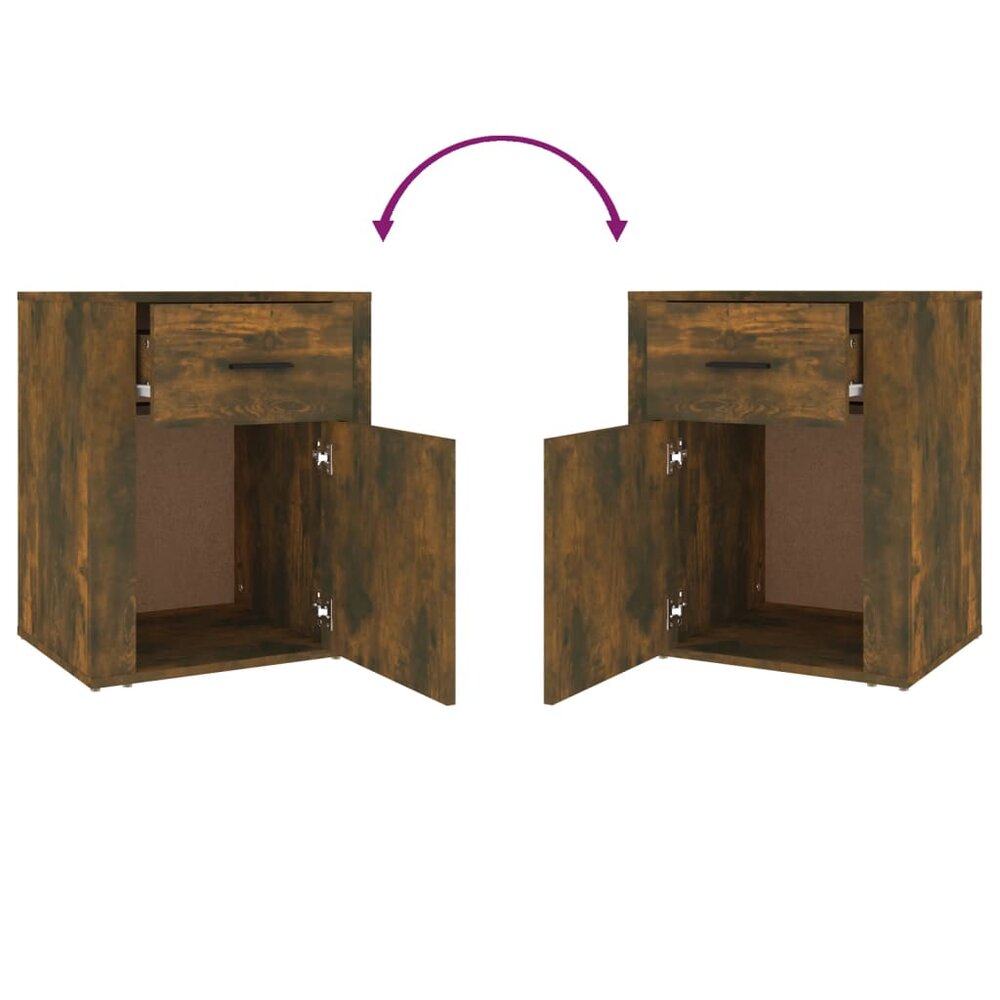 Nachtkastje 50x36x60 cm bewerkt hout gerookt eikenkleurig