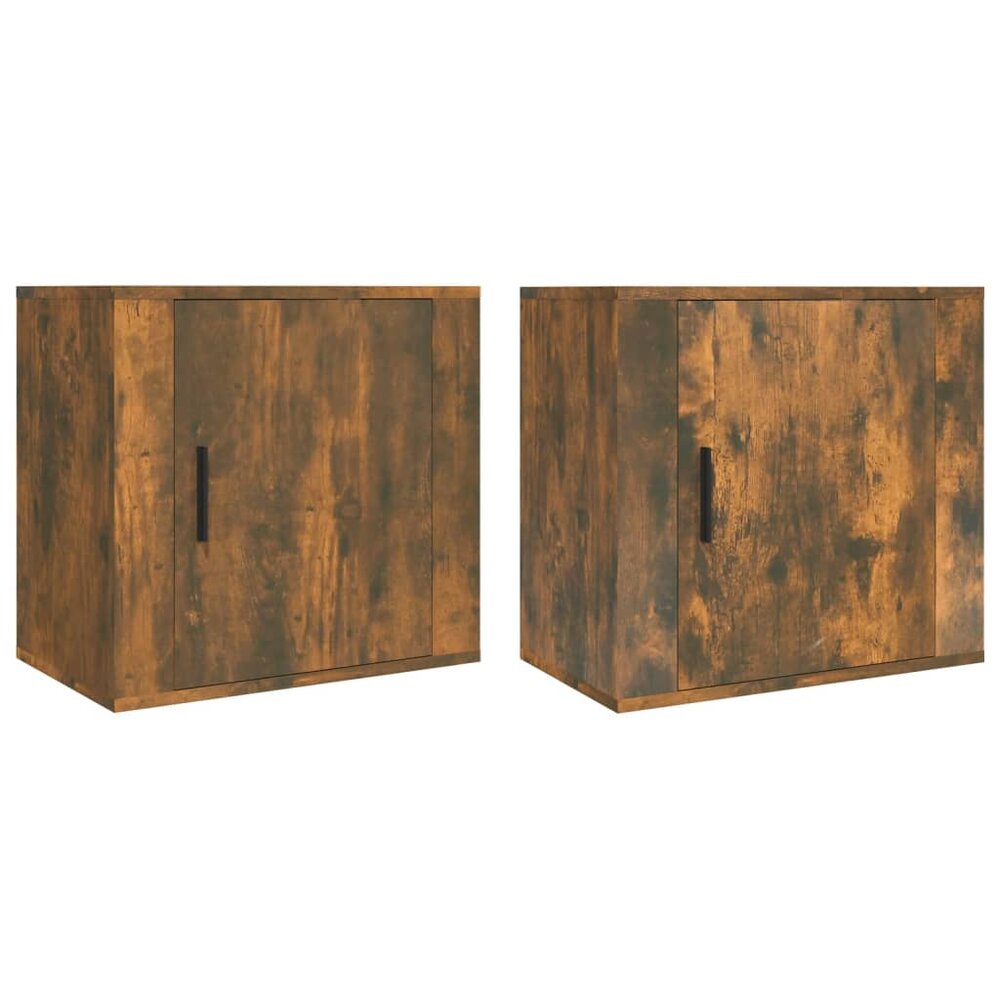 Nachtkastjes 2 st wandgemonteerd 50x30x47 cm gerookt eikenkleur
