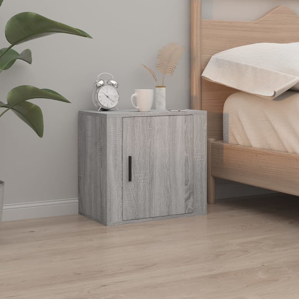 Nachtkastjes 2 st wandgemonteerd 50x30x47 cm grijs sonoma eiken