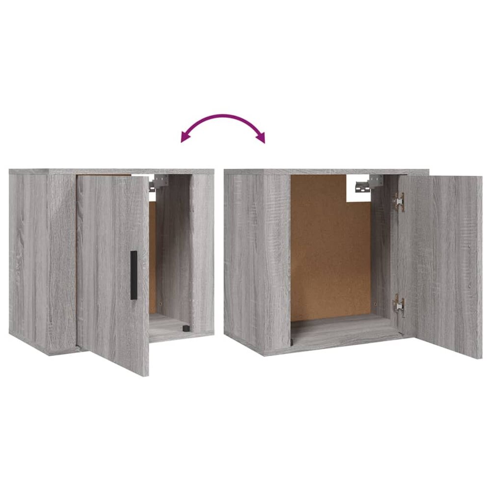 Nachtkastjes 2 st wandgemonteerd 50x30x47 cm grijs sonoma eiken