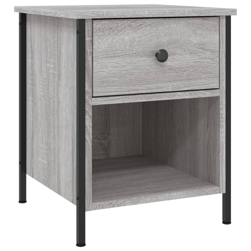 Nachtkastje 40x42x50 cm bewerkt hout grijs sonoma eikenkleurig