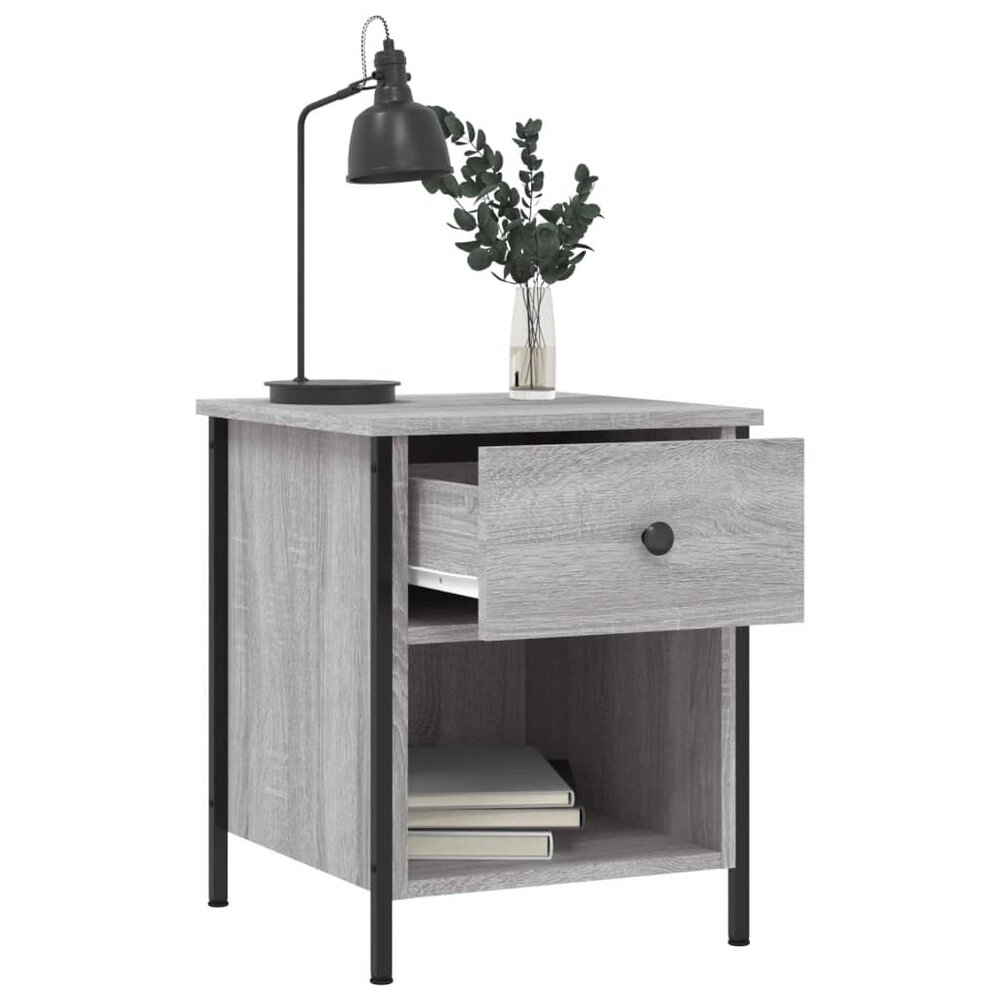 Nachtkastje 40x42x50 cm bewerkt hout grijs sonoma eikenkleurig