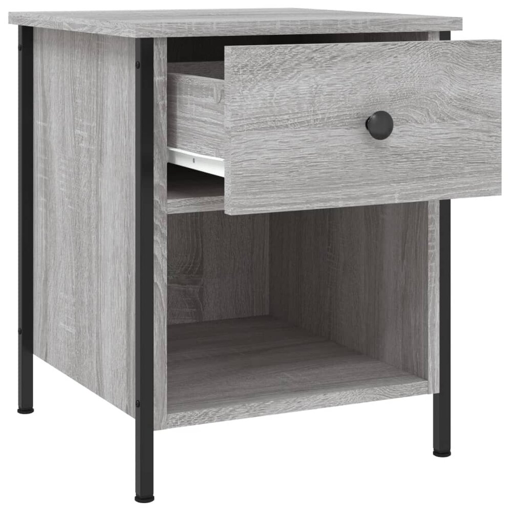 Nachtkastje 40x42x50 cm bewerkt hout grijs sonoma eikenkleurig