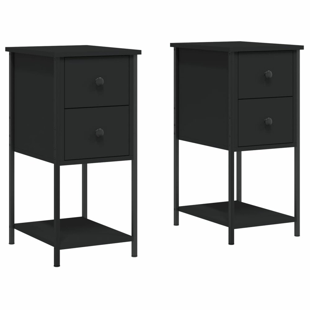 Nachtkastjes 2 st 32x42x70 cm bewerkt hout zwart