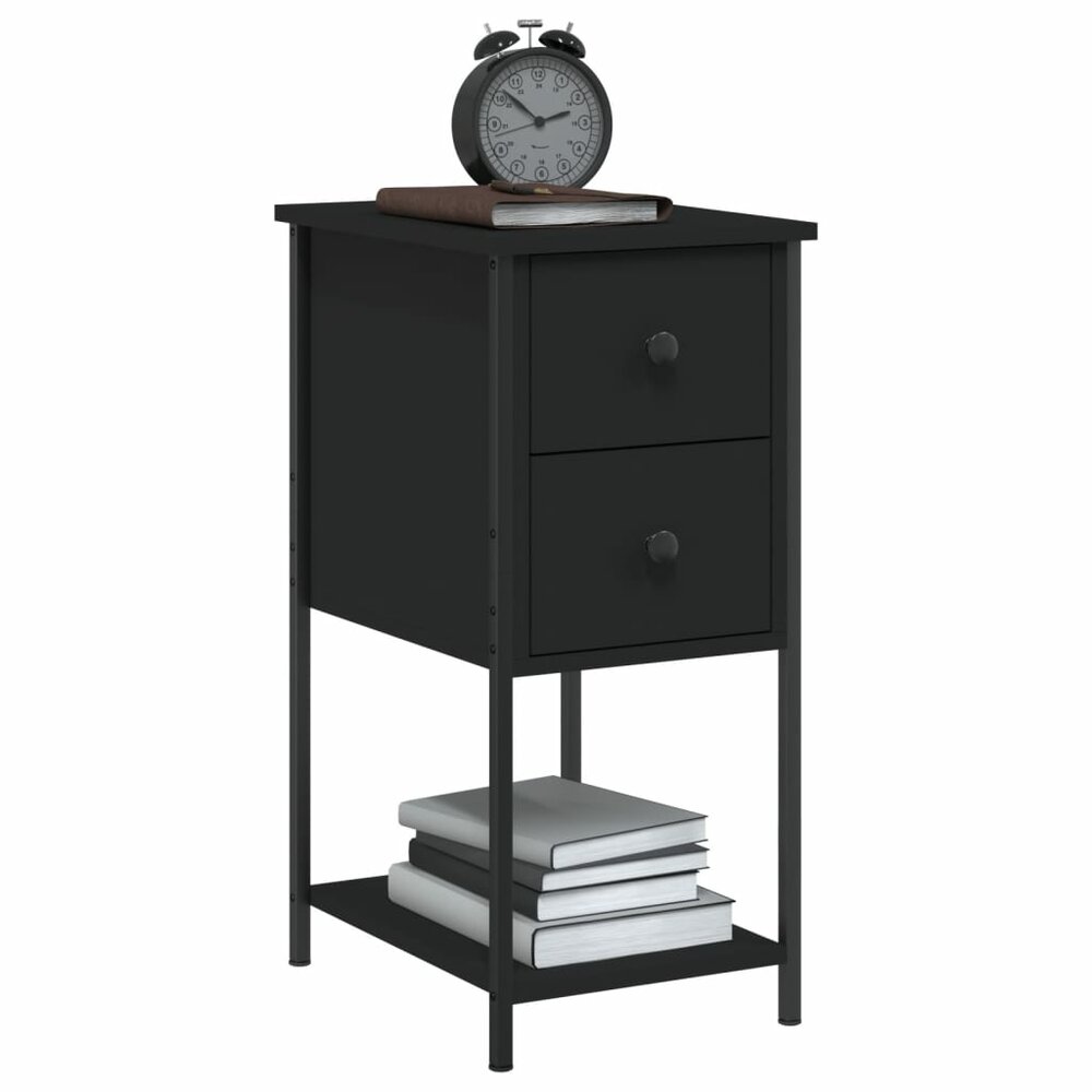 Nachtkastjes 2 st 32x42x70 cm bewerkt hout zwart