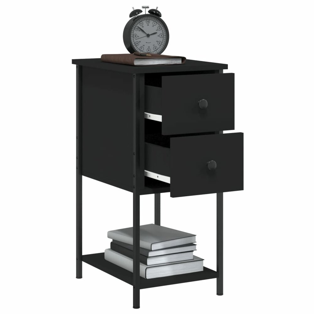Nachtkastjes 2 st 32x42x70 cm bewerkt hout zwart